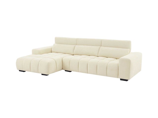 Linkerhoek bank in beige stof met textuur - afbeelding 4 van  7