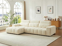 Linkerhoek bank in beige stof met textuur - afbeelding 1 van  11