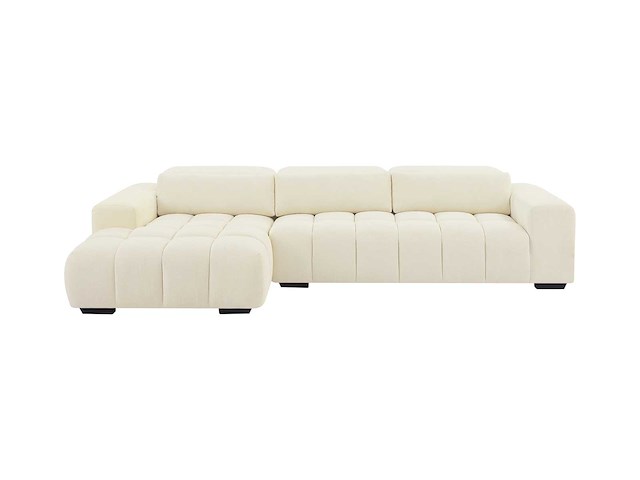 Linkerhoek bank in beige stof met textuur - afbeelding 6 van  11