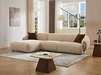 Linkerhoek bank in beige stof met textuur