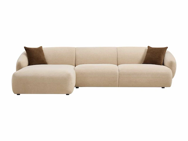 Linkerhoek bank in beige stof met textuur - afbeelding 2 van  4