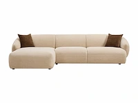 Linkerhoek bank in beige stof met textuur - afbeelding 2 van  4
