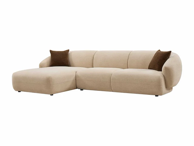 Linkerhoek bank in beige stof met textuur - afbeelding 3 van  4