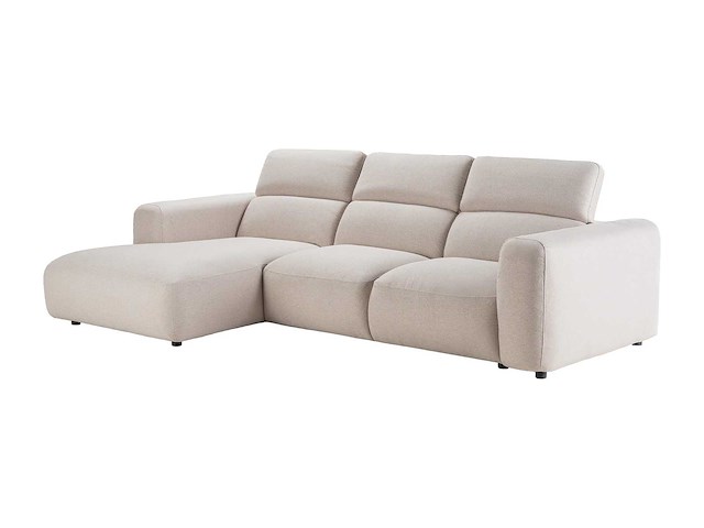 Linkerhoek bank van beige heidestof - afbeelding 2 van  6