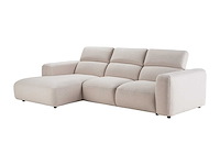 Linkerhoek bank van beige heidestof - afbeelding 2 van  6
