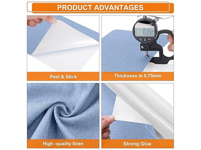 Linnen stofpatches, zelfklevend, 60 x 150 cm - afbeelding 2 van  3