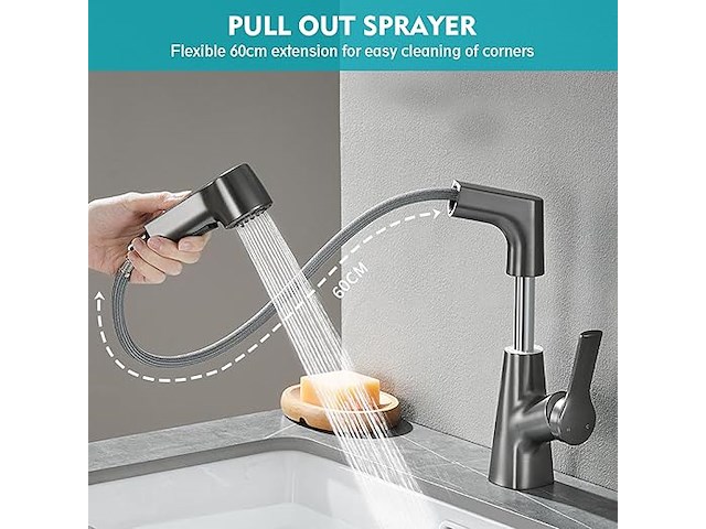 Liropau keukenkraan met pull-down sproeier - afbeelding 2 van  6