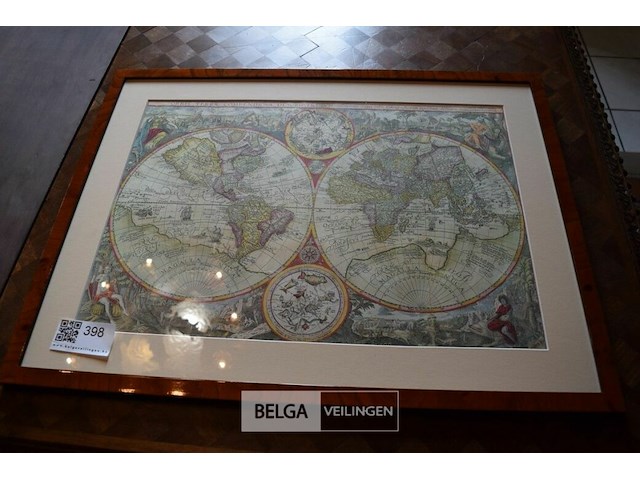 Lithografie van de historische wereldkaart - afbeelding 1 van  4