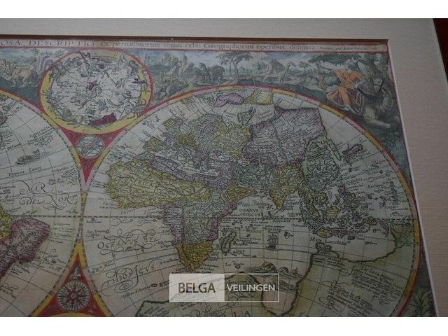 Lithografie van de historische wereldkaart - afbeelding 2 van  4