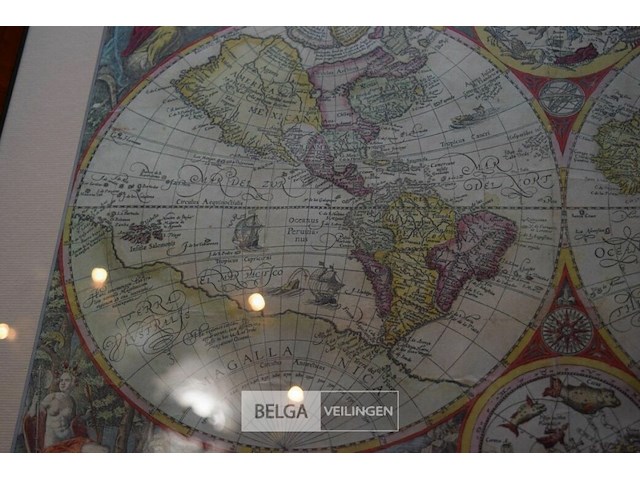 Lithografie van de historische wereldkaart - afbeelding 4 van  4