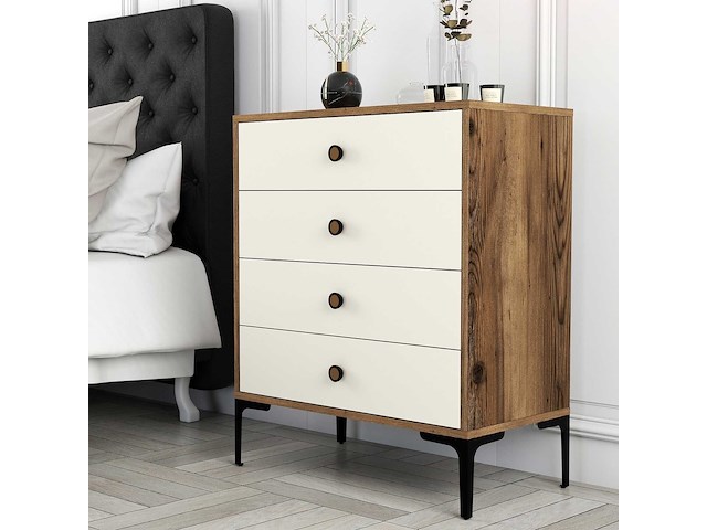 Lizbon d dressoir | 100% melamine | walnoot, crème - afbeelding 1 van  5