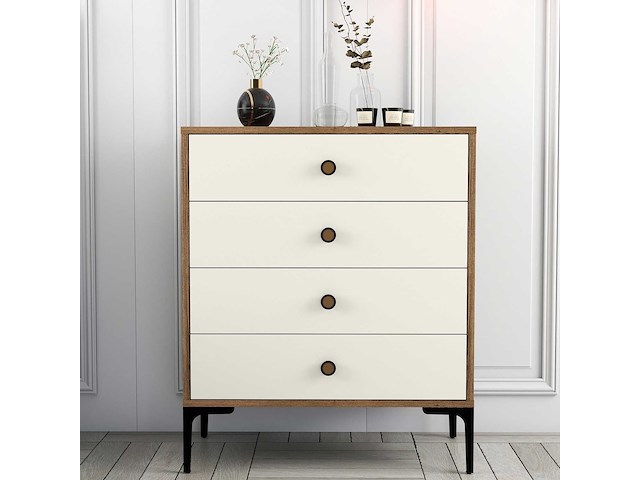 Lizbon d dressoir | 100% melamine | walnoot, crème - afbeelding 2 van  5