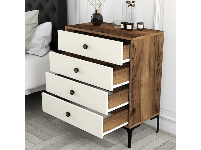 Lizbon d dressoir | 100% melamine | walnoot, crème - afbeelding 3 van  5