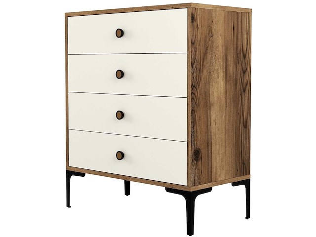Lizbon d dressoir | 100% melamine | walnoot, crème - afbeelding 4 van  5