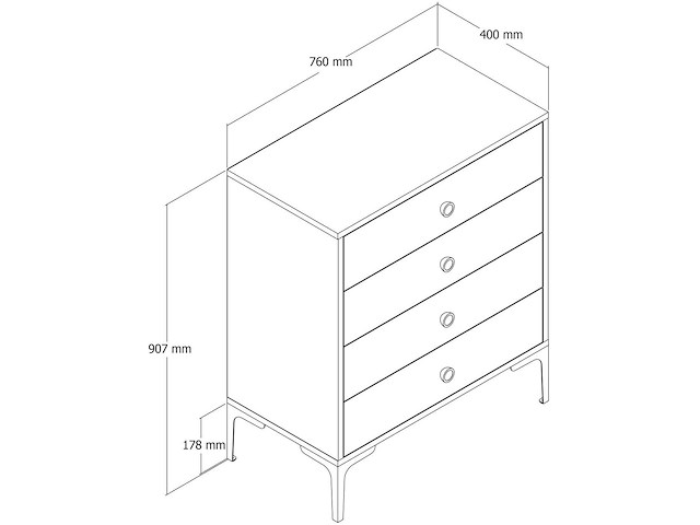 Lizbon d dressoir | 100% melamine | walnoot, crème - afbeelding 5 van  5