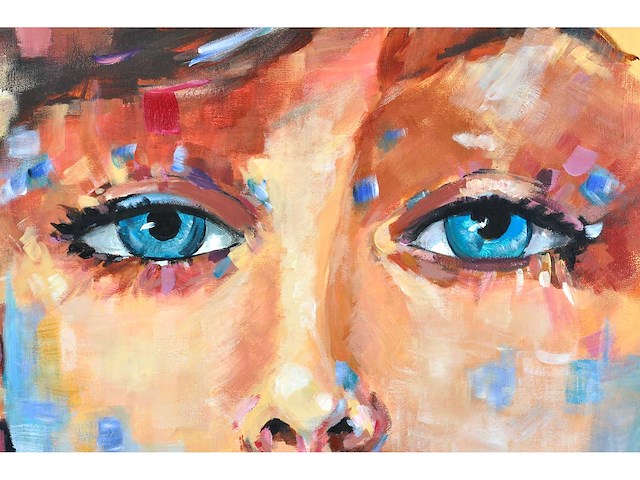 Lobke - blue-eyed girl - acryl op doek - 50x50 cm - afbeelding 5 van  8