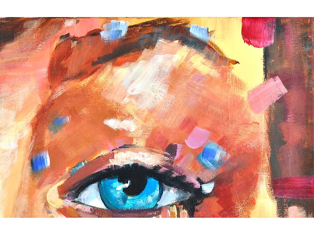 Lobke - blue-eyed girl - acryl op doek - 50x50 cm - afbeelding 6 van  8