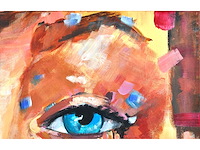 Lobke - blue-eyed girl - acryl op doek - 50x50 cm - afbeelding 6 van  8
