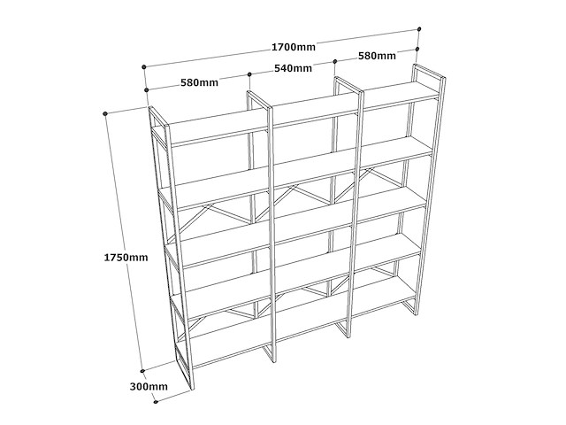 Locelso boekenplank | 100% melamine gecoat | metalen frame | witgoud - afbeelding 4 van  5