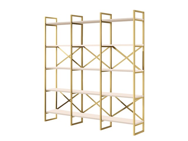 Locelso boekenplank | 100% melamine gecoat | metalen frame | witgoud - afbeelding 5 van  5