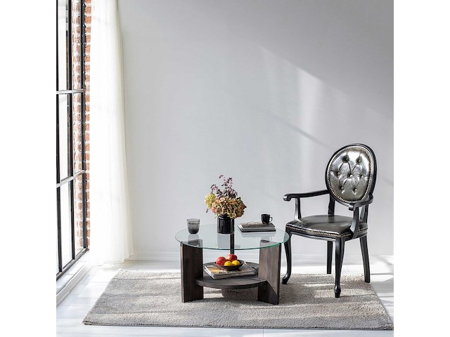 Locelso salontafel | 100% gehard glas | frame van grenen | antraciet - afbeelding 1 van  5