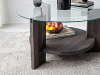 Locelso salontafel | 100% gehard glas | frame van grenen | antraciet - afbeelding 3 van  5