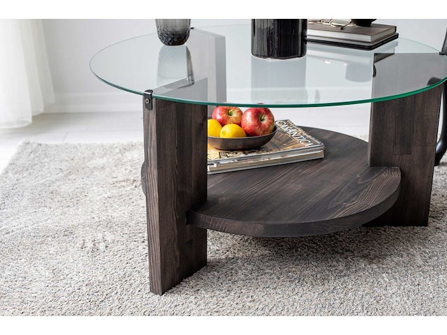Locelso salontafel | 100% gehard glas | frame van grenen | antraciet - afbeelding 3 van  5