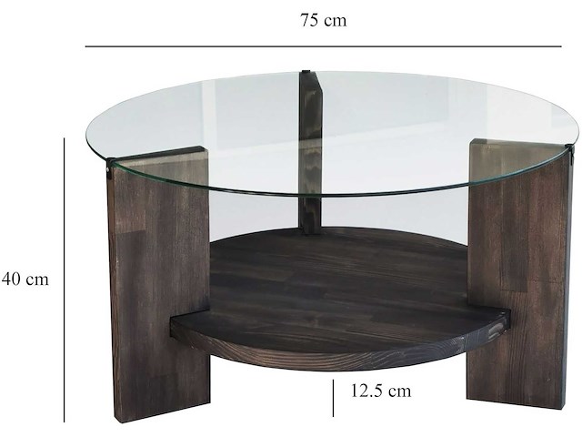 Locelso salontafel | 100% gehard glas | frame van grenen | antraciet - afbeelding 5 van  5