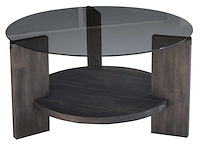 Locelso salontafel | 100% gehard glas | frame van pijnboomhout | antraciet donkerbruin - afbeelding 6 van  7