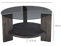 Locelso salontafel | 100% gehard glas | frame van pijnboomhout | antraciet donkerbruin - afbeelding 7 van  7
