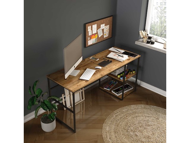 Locelso studiebureau | 100% melamine | 18mm dikte | metalen frame | atlantic pine - afbeelding 3 van  6