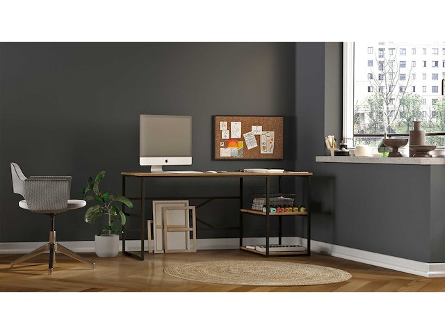Locelso studiebureau | 100% melamine | 18mm dikte | metalen frame | atlantic pine - afbeelding 4 van  6
