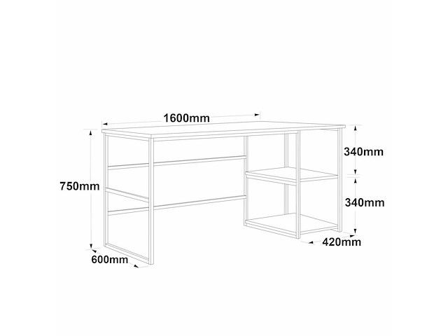 Locelso studiebureau | 100% melamine | 18mm dikte | metalen frame | atlantic pine - afbeelding 6 van  6
