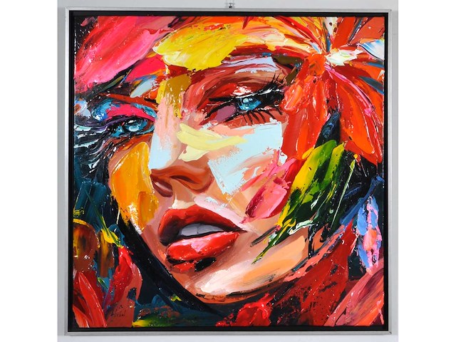 Loîc tuhal - visage - olie op doek - 100x100 cm - afbeelding 6 van  13