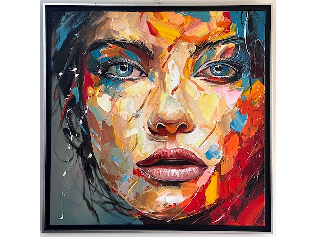 Loîc tuhal - visage - olie op doek - 100x100 cm - afbeelding 1 van  10