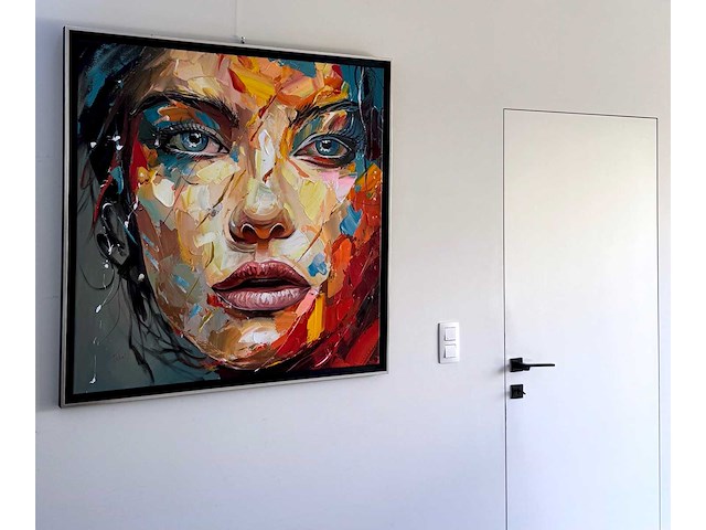 Loîc tuhal - visage - olie op doek - 100x100 cm - afbeelding 3 van  10