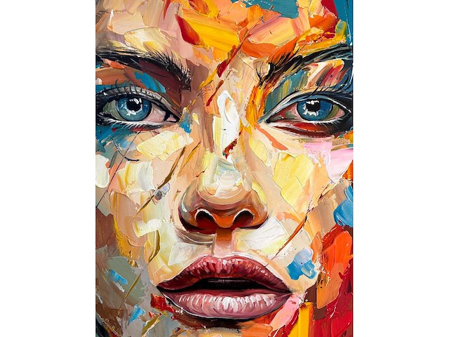 Loîc tuhal - visage - olie op doek - 100x100 cm - afbeelding 8 van  10