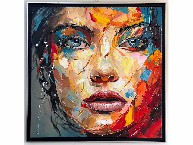 Loîc tuhal - visage - olie op doek - 100x100 cm - afbeelding 1 van  10