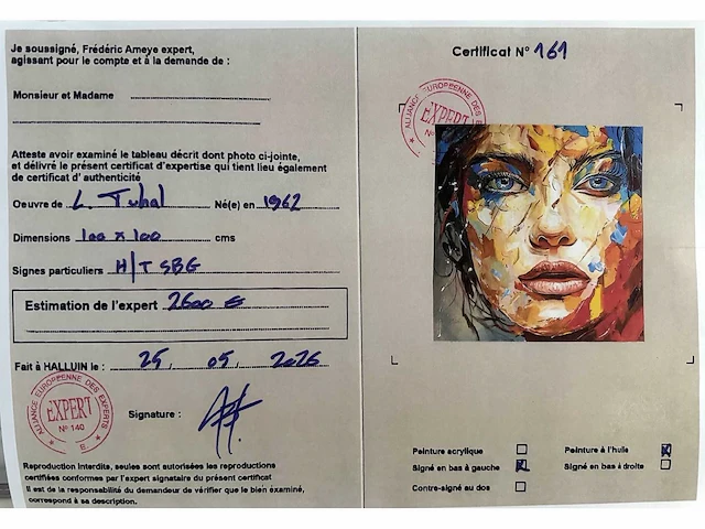 Loîc tuhal - visage - olie op doek - 100x100 cm - afbeelding 4 van  10