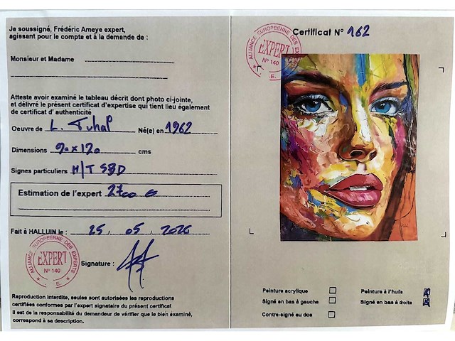 Loîc tuhal - visage - olie op doek - 120x90 cm - afbeelding 4 van  10