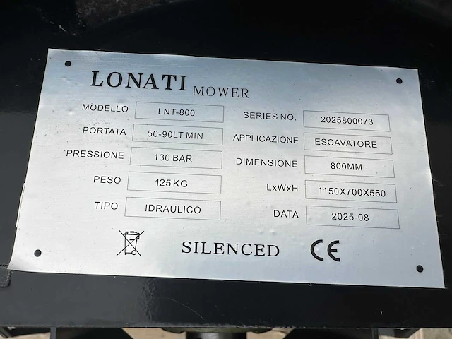 Lonati - 2025 - lnt-800 - klepelmaaier voor graafmachine - afbeelding 11 van  11
