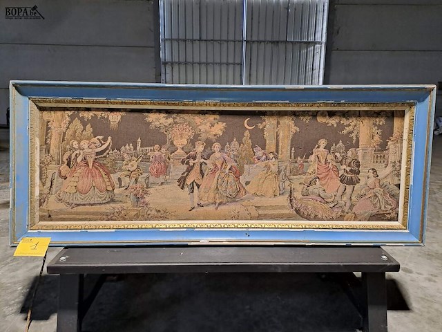 Lot 1 - geweven wandtapijt in franse stijl - romantische tuinscène m - afbeelding 1 van  3