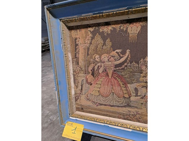 Lot 1 - geweven wandtapijt in franse stijl - romantische tuinscène m - afbeelding 2 van  3