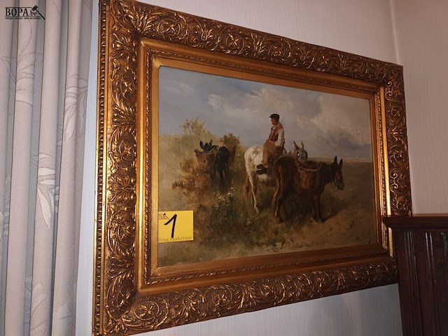 Lot 1 - schilderij ezels door henri schouten - afbeelding 1 van  3