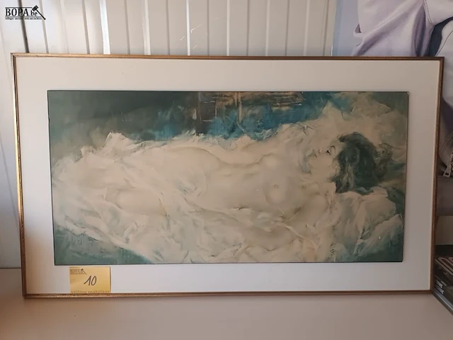 Lot 10 - druk naakte vrouw in kader - afbeelding 1 van  4