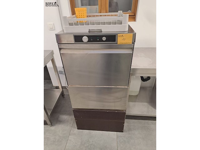 Lot 10 - glazenspoelmachine rvs met houten onderblok - afbeelding 1 van  4