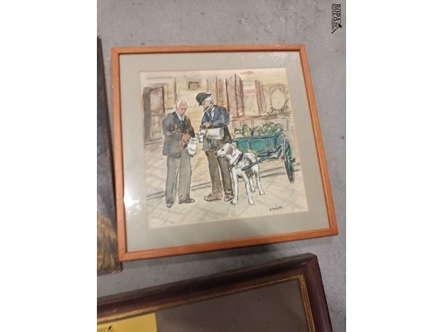 Lot 101 - schilderij en tekeningen met hond. 3 stuks - afbeelding 4 van  4