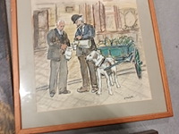 Lot 101 - schilderij en tekeningen met hond. 3 stuks - afbeelding 4 van  4