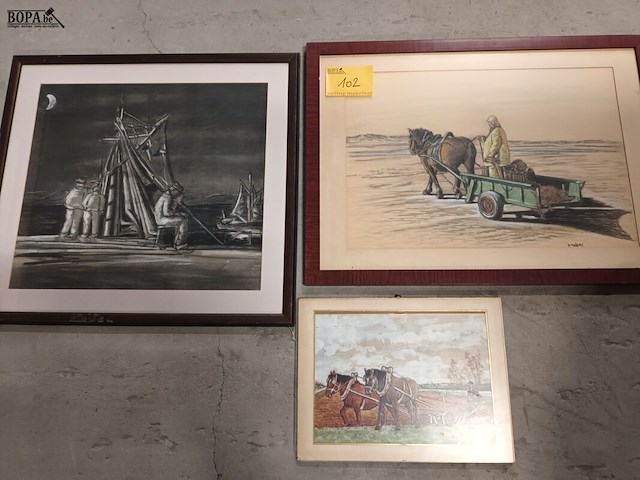 Lot 102 - tekeningen. 3 stuks - afbeelding 1 van  4