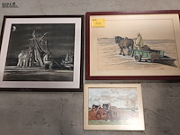 Lot 102 - tekeningen. 3 stuks - afbeelding 1 van  4